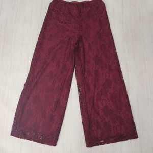 CATO Fashions Lace Overlay Palazzo Pant Medium